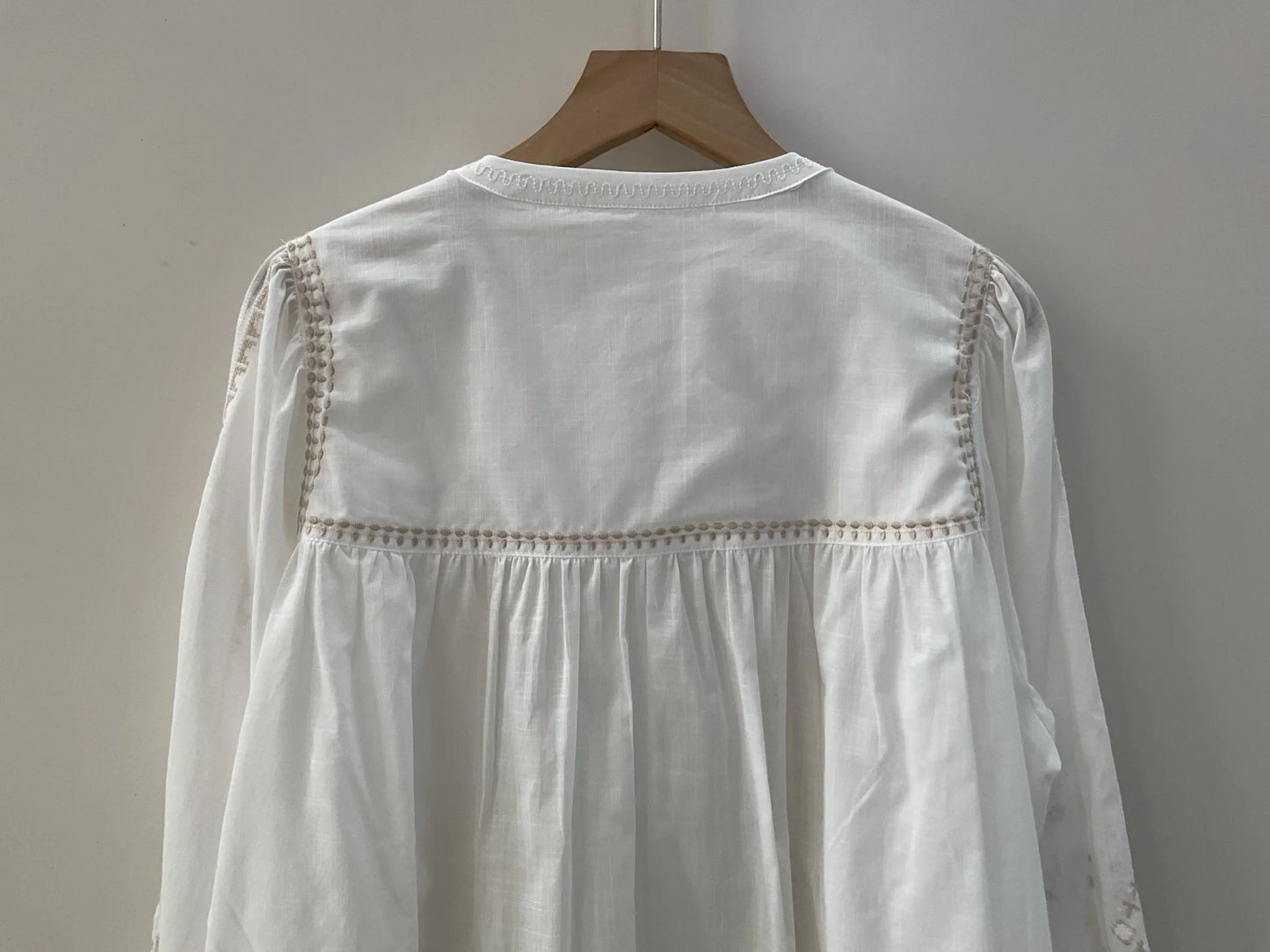 Women White Green Black Shirt Embroidery 100% Cotton Vintage Long Lantern Sleeve Front Buttons Lady O-neck Blouse 2025 Spring