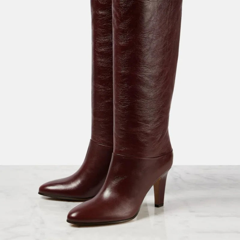 High Quality Solid Color Women's Over-the-knee Boots Pointed Toe High Heel Female Banquet And Runway Long Boots Ladies Shoes