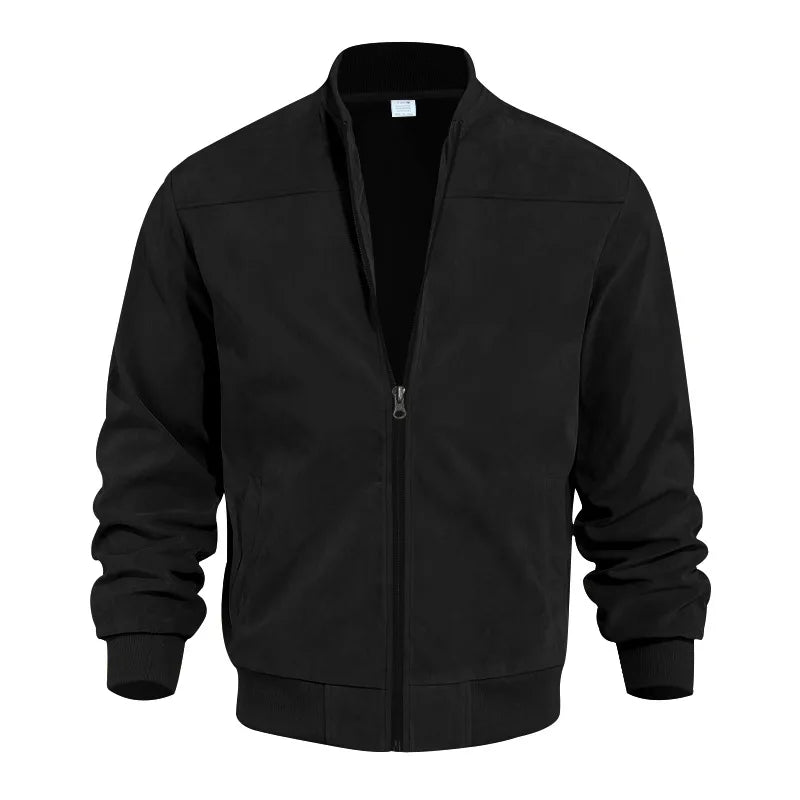 Autumn Suede Solid Color Men's Zipper Jacket Casual Retro Long-sleeved Cardigan Jacket