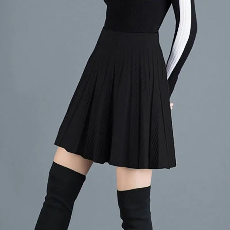 Spring Fashion Korean New Student A-line Half Skirt Women Solid Elastic High Waist Shirring Design Versatile Pleated Half Skirts