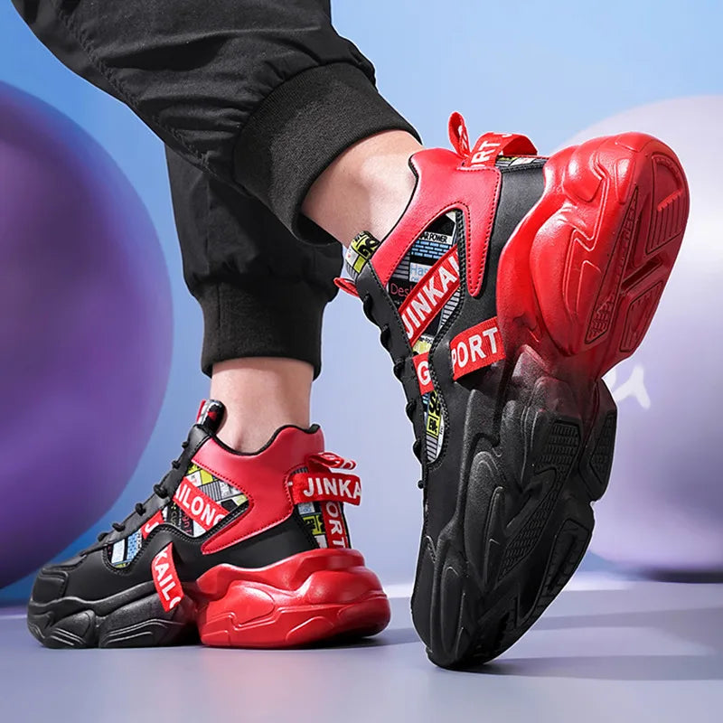 Autumn Winter Fashion Pink High Sneakers for Men Women Breathable Platform Shoes Man Trainers Outdoor Casual Sneakers Men 2025