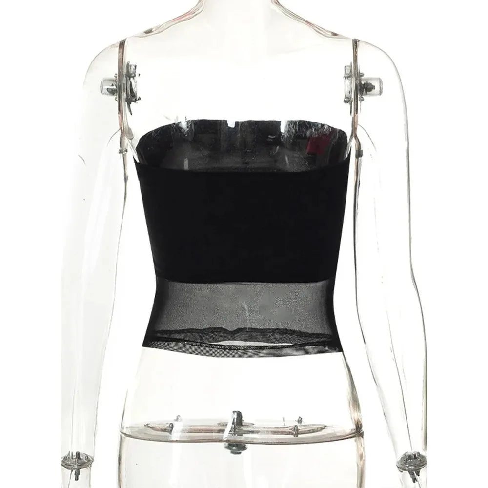 Fashion Hot Girl Slim Fit Vest Bandeau Neckline Casual Style Daily Wear Top New Mesh Top Bandeau Style Womens Top