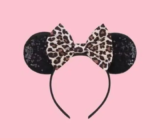 2025 New Halloween Mickey Mouse Ears Headbands Sequins Hair Bow Women Festival Party Cosplay Hairband Gift Kids Hair Accessories