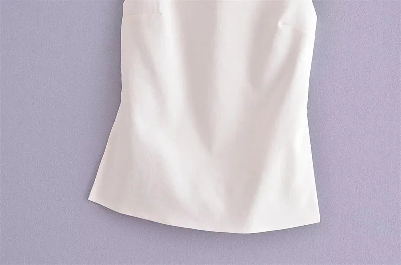 MUJER 2025 Black Backless Top Female White Sleeveless Crop Top With Straps Summer Sexy Tops Woman Party Women's Evening Top