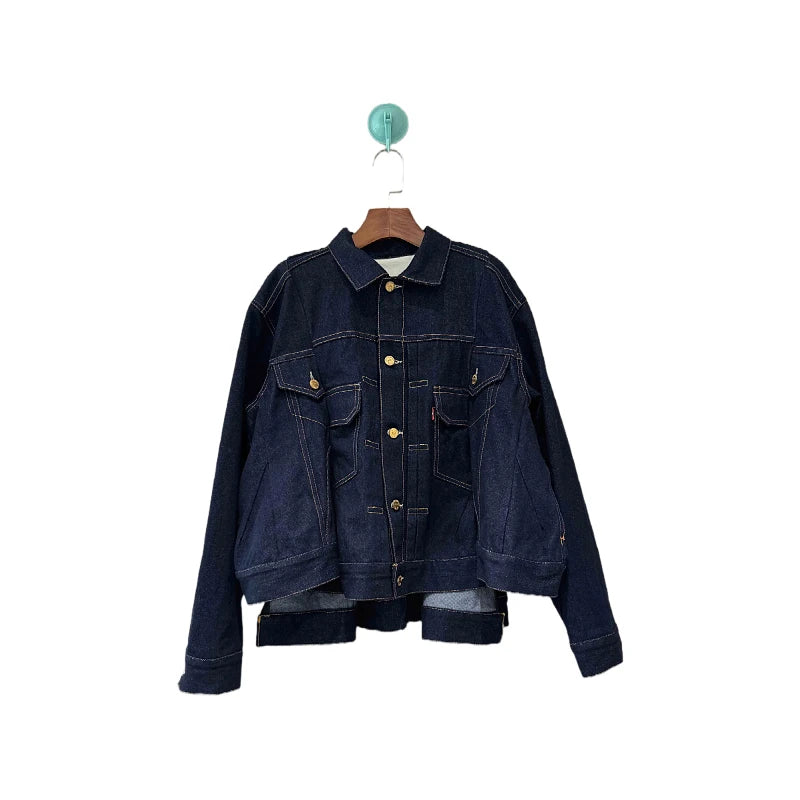 2025fw spring autumn new women's luxury high quality denim jacket female casual cowboy loose coat overcoat 2 color tutu
