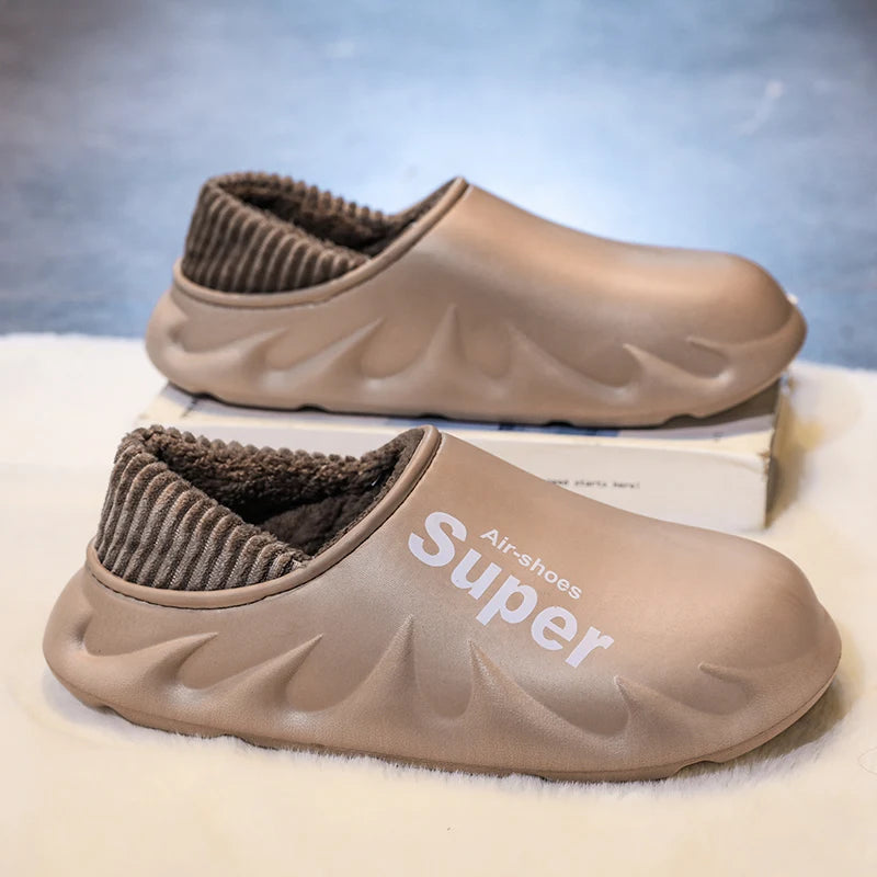 Winter Men Warm Slippers Cotton Slippers Outdoor Indoor Warm Shoes Men's Couple Home Bedroom Plush Slippers Big Size 46 47 48 49