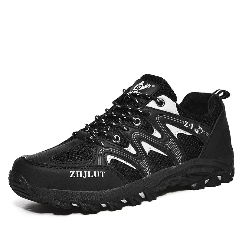 New Summer Men Casual Shoes Outdoor Mesh Sneakers Women Non-slip Lace Up Trekking Footwear Breathable Camping Spring Black Shoes