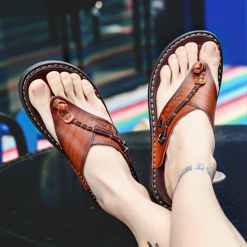 Men Handmade Braided Rope Flip-flops Mixed Colors Low Gang Summer Casual Outdoor Breathable Beach Shoes Non-slip Oxfords Slides