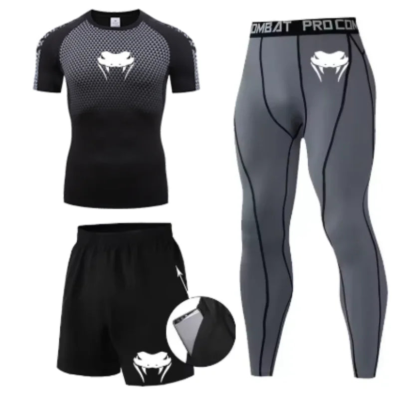 New MMA T-shirts+Pants Set Jiu jitsu Rashguard Men Bjj Muay Thai Jerseys Long Sleeve Boxeo Clothing Gym rshirt Tops Pants Shorts