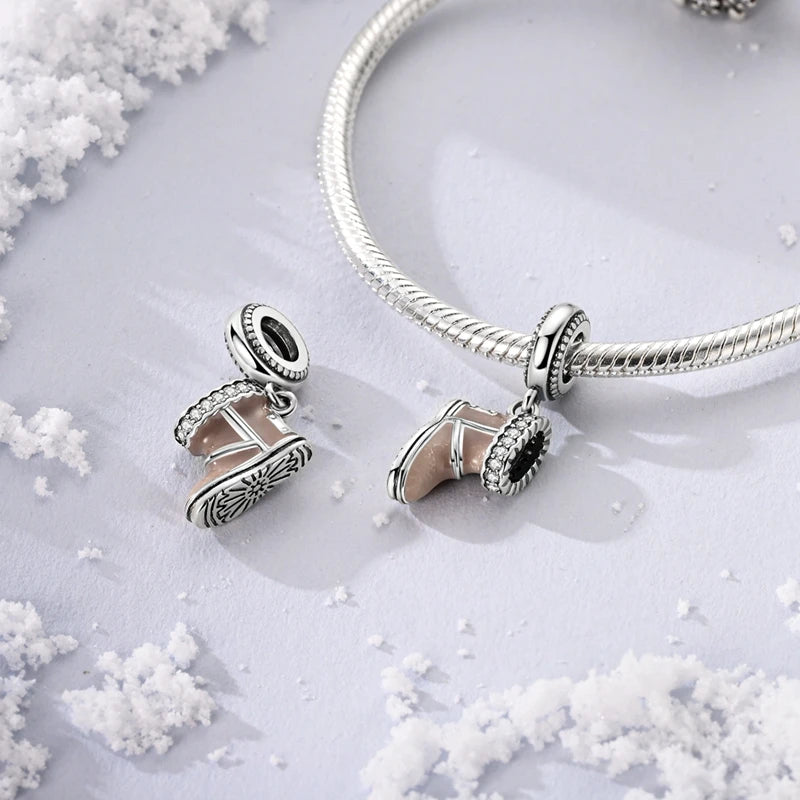 New Fireplace Snowman Sweater Sweet Romantic Christmas Winter Theme Charms Beads Fit Pan 925 Original Bracelets DIY Fine Jewelry