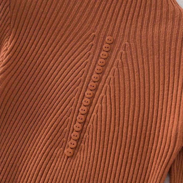 Women Turtleneck Pullovers Autumn Winter Jumper Knitted Basic Top Fashion Solid Color with Button Long Sleeve Ladies Sweater