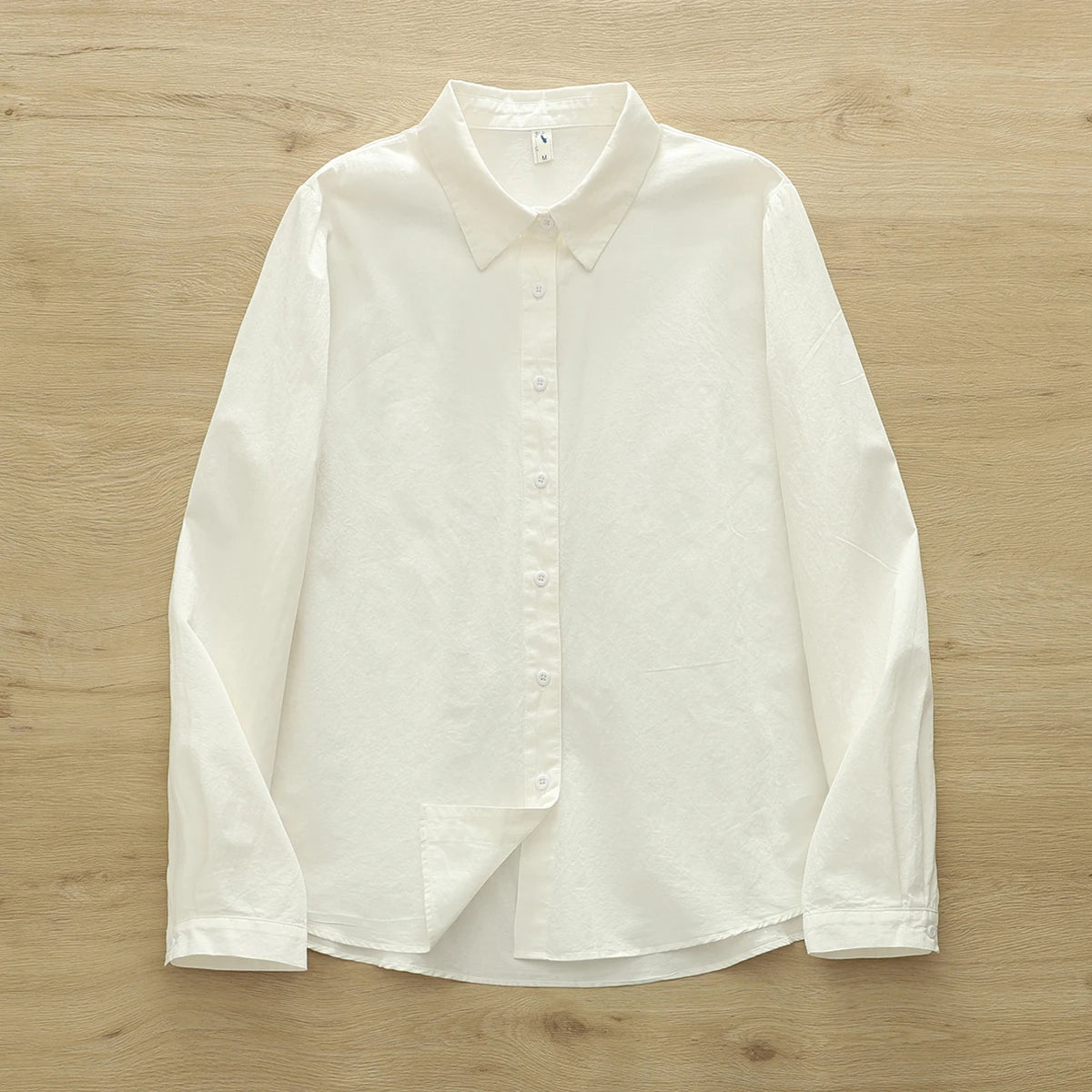 Simple Fine Cotton Casual Shirts Women 2025 New Fresh Lady Solid Color Loose Blouses and Tops Ladies Long Sleeve Shirt Clothing