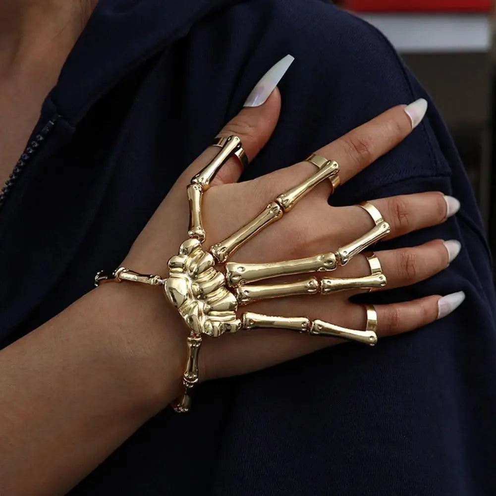 Halloween Hands Bracelet Skeleton Hand Ghost Claw Punk Exaggerated Style Adjustable Elastic Cord Spooky Skull Fingers Wristband