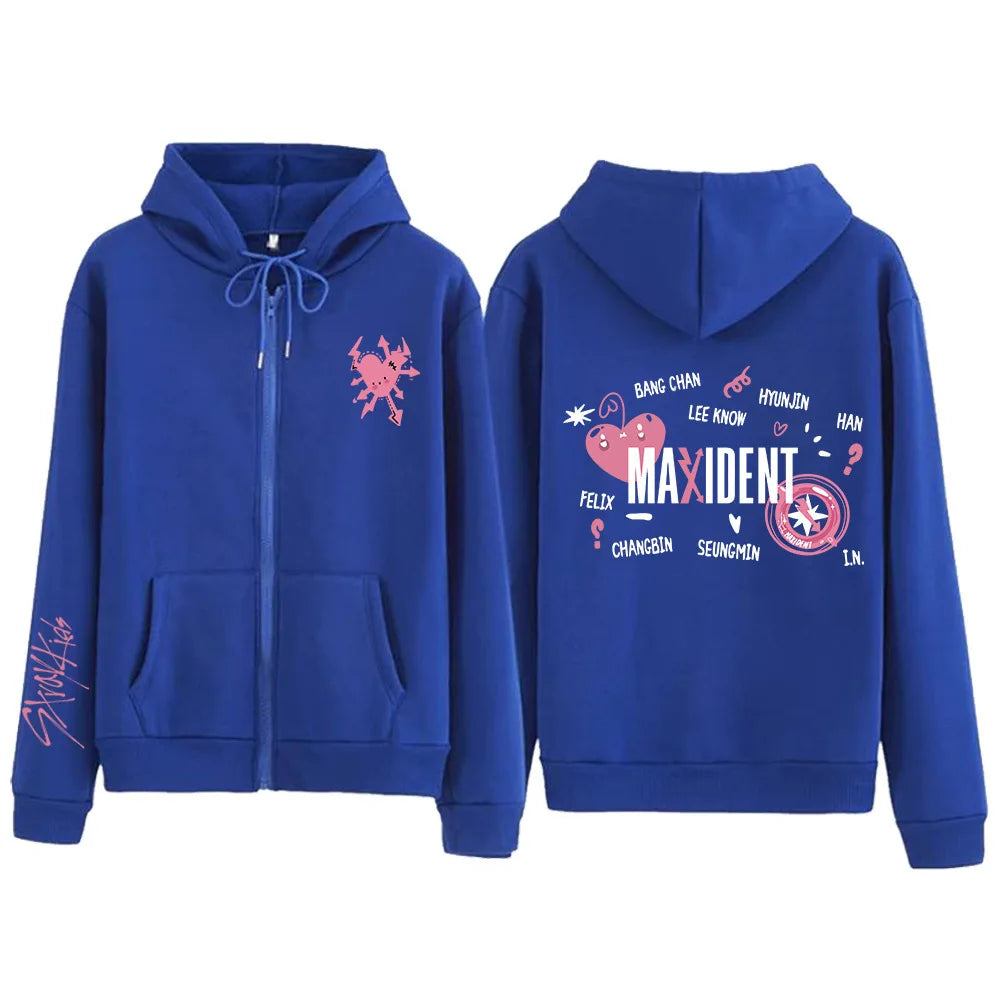 Kpop New Stray Kids Maxident Concert Same Style Hoodie Casual Hooded Sweatshirt