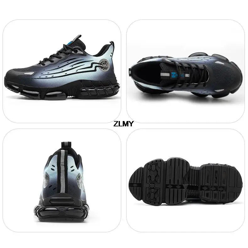 Men Air Cushion Sport Safety Shoes Fashion Steel Toe Sneakers Anti-smash Anti-puncture Protective Shoes Man Safety Work Boots