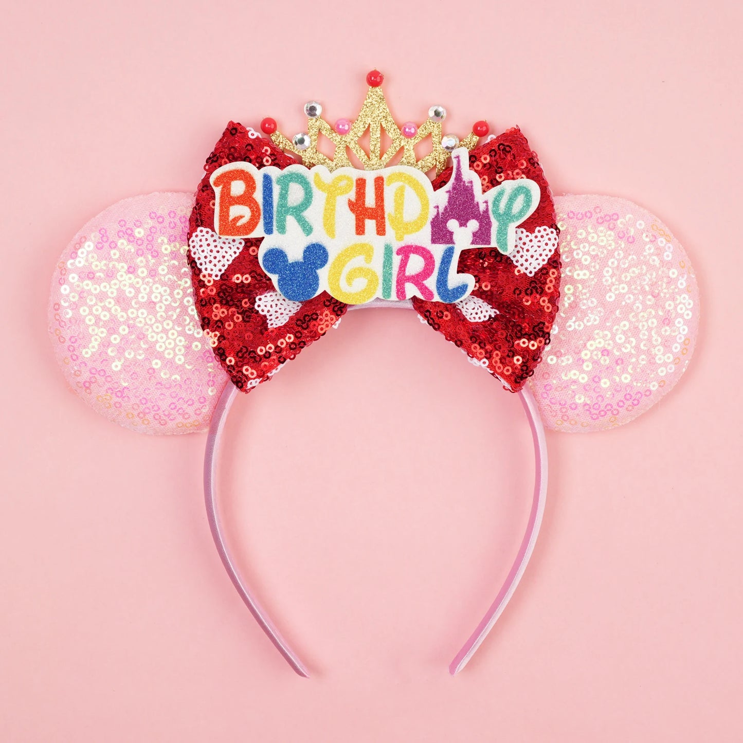 2025 New Halloween Mickey Mouse Ears Headbands Sequins Hair Bow Women Festival Party Cosplay Hairband Gift Kids Hair Accessories
