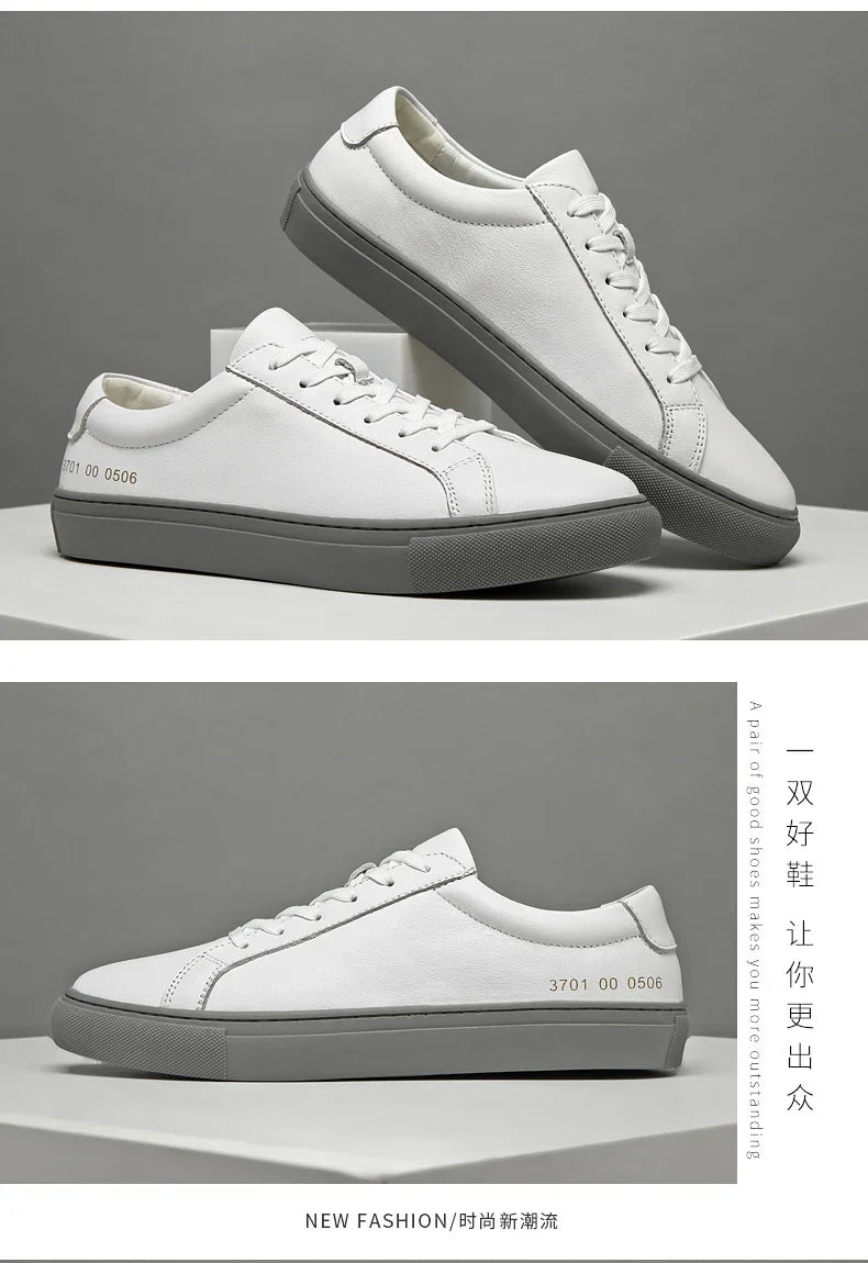 Italian Genuine Leather Men's Shoes 2024 Designer White Shoes Comfy Walking Shoes Lace-up Business Outdoor Zapatos Para Hombre