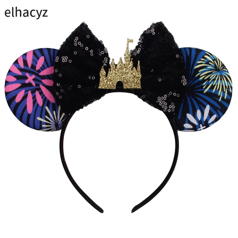 2025 New Halloween Mickey Mouse Ears Headbands Sequins Hair Bow Women Festival Party Cosplay Hairband Gift Kids Hair Accessories
