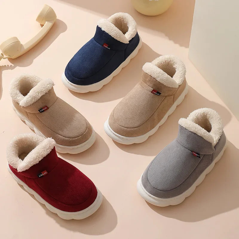 Winter Women Shoes Casual House Shoes For Men 2025 Outdoor Warm Cotton Shoes For Women Indoor Plush Padded Slippers Female