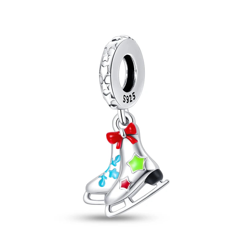 New Fireplace Snowman Sweater Sweet Romantic Christmas Winter Theme Charms Beads Fit Pan 925 Original Bracelets DIY Fine Jewelry