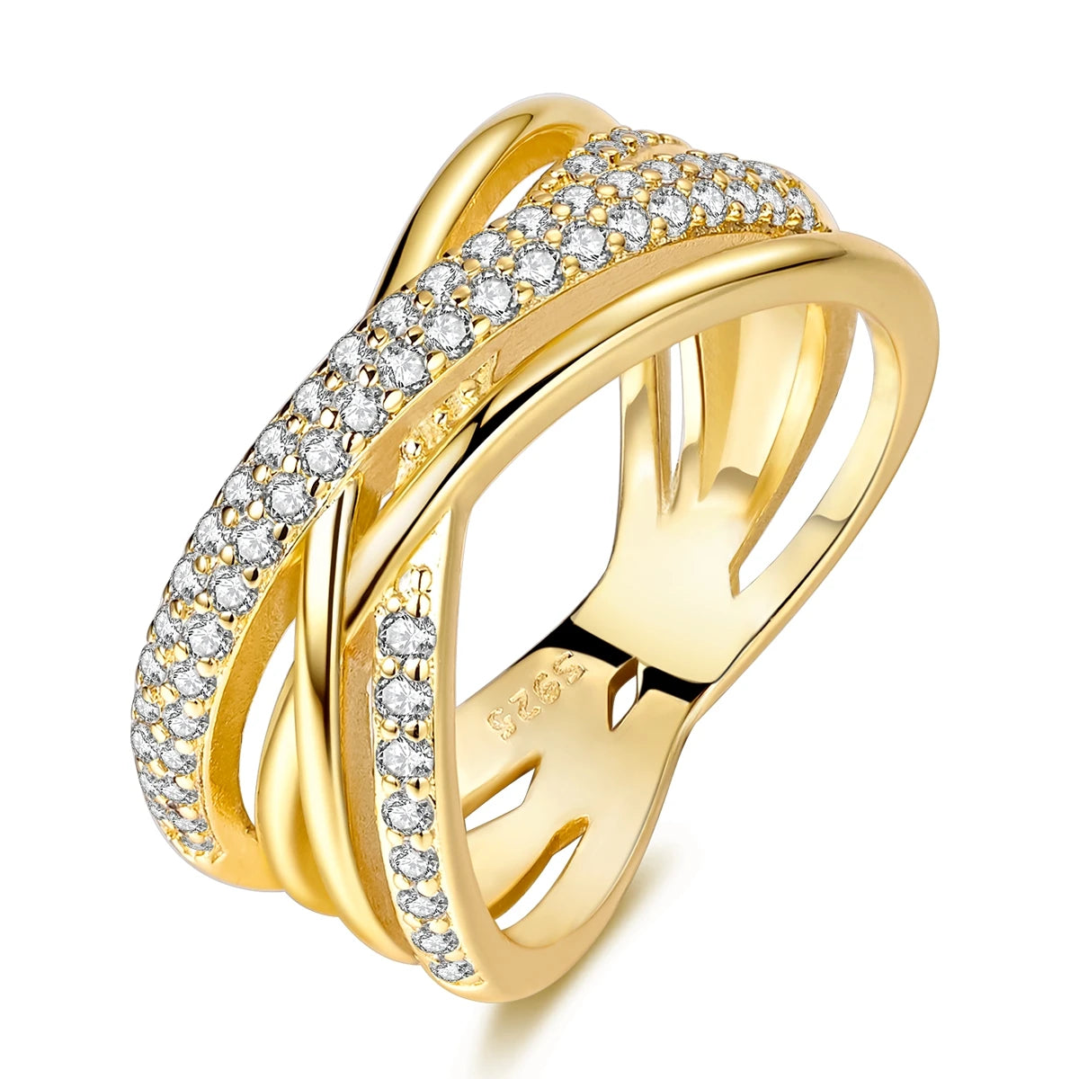 Rings 925 Silver Interwoven Line Rings Zircon Geometric Winding Rings Romantic Engagement Wedding Valentine Fine Jewelry Gift