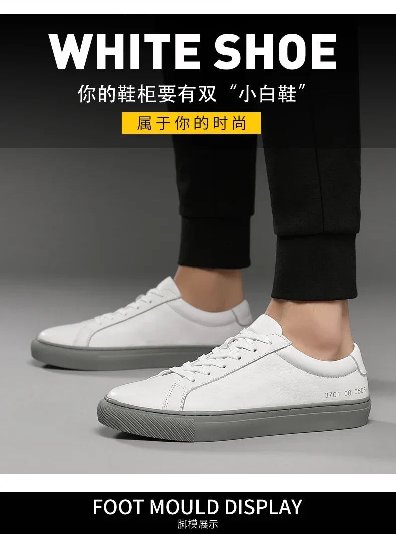 Italian Genuine Leather Men's Shoes 2024 Designer White Shoes Comfy Walking Shoes Lace-up Business Outdoor Zapatos Para Hombre