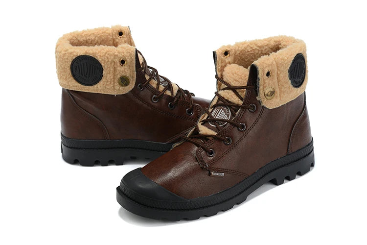 PALLADIUM Pampa 2025 Men Women Oil Wax Skin Lamb Wool Leather Ankle Boots Outdoor Dual Purpose Walking Shoes Desert Shoes