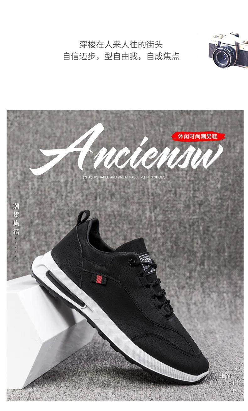 Men's PU Leather Sneakers Business Casual Shoes for Man Outdoor Breathable Sneakers Male Fashion Loafers Walking Footwear Tenis