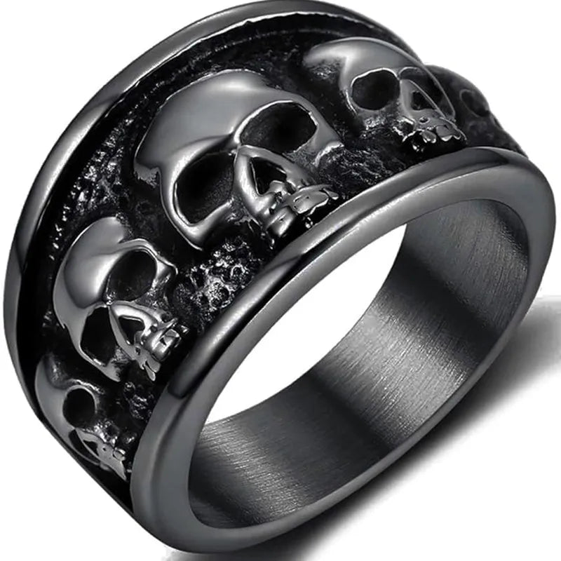 100% stainless stell Retro Vintage Gothic Death Skull Skeleton Cocktail Party Biker Statement Halloween Ring