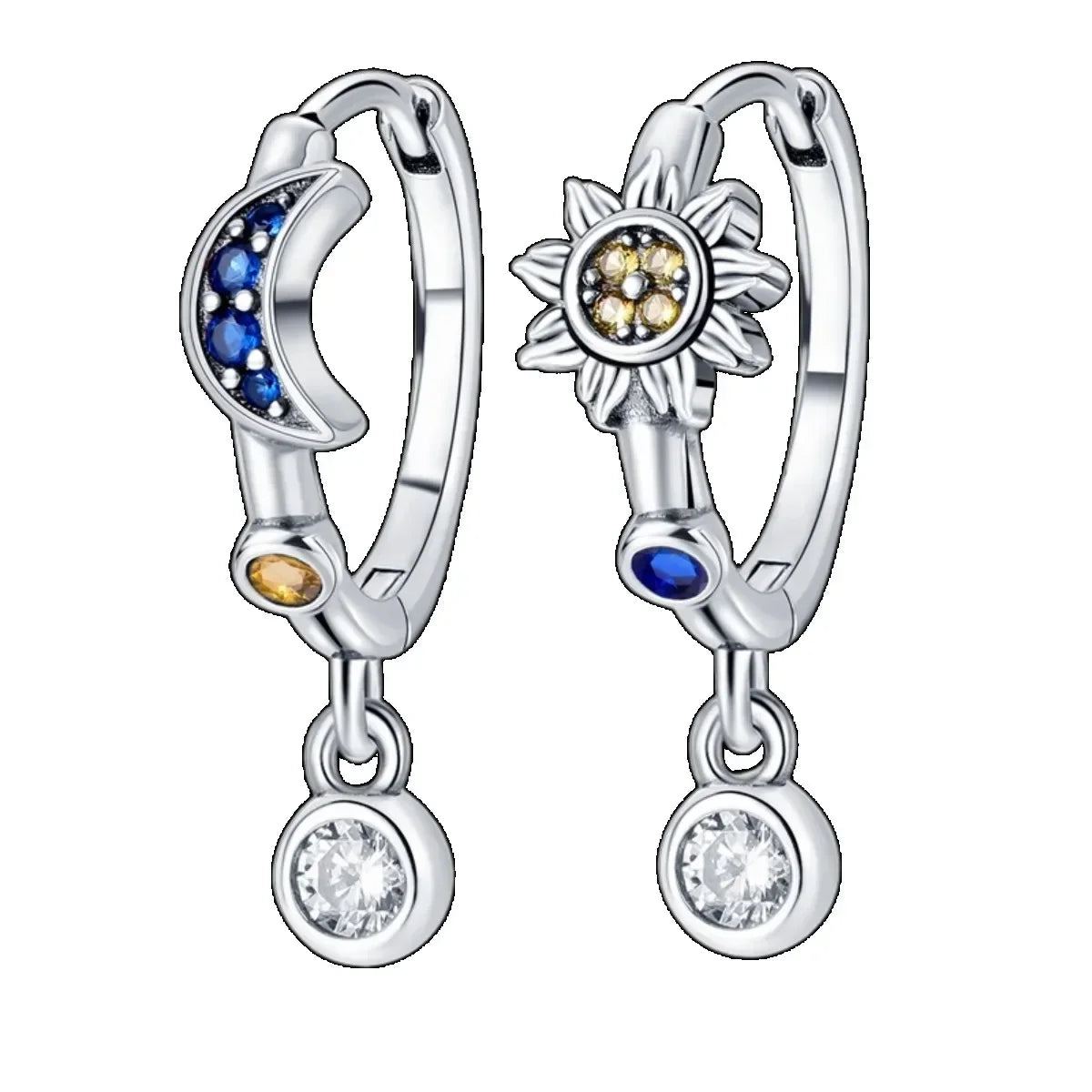 Sparkling Colorful Hoop Earrings 925 Sterling Silver Hypoallergenic Jewelry Embellished With Zircon Elegant Luxury Style Female