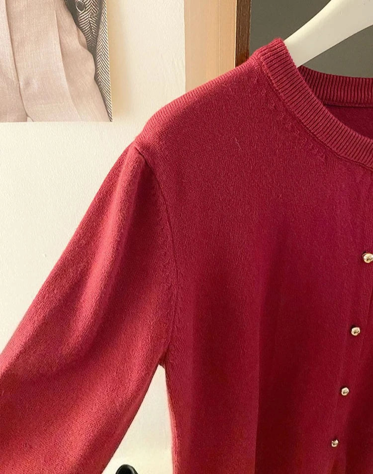 AOSSVIAO 2025 Autumn Winter Cardigan Women's Tops Retro Single Breasted Female Casual Solid Long Sleeve Knitted Sweater