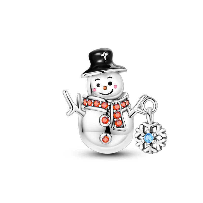 New Fireplace Snowman Sweater Sweet Romantic Christmas Winter Theme Charms Beads Fit Pan 925 Original Bracelets DIY Fine Jewelry
