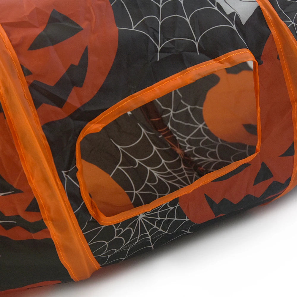 S/T Shape Halloween Print Pet Cat Tunnel Collapsible Hole Indoor Outdoor Tube Kitty Tunnel Cat Toy Space-Saving Cat Training Toy