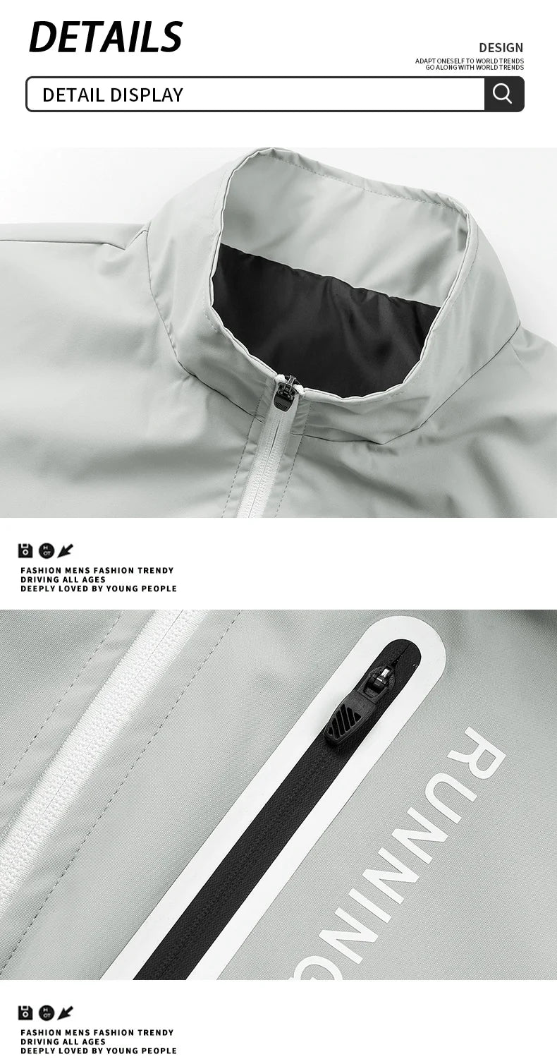 Outdoor Running Sports Jacket Mens Autumn New Casual Vertical Collar Loose Windproof Coat Hiking Fishing Zipper Baseball Jackets