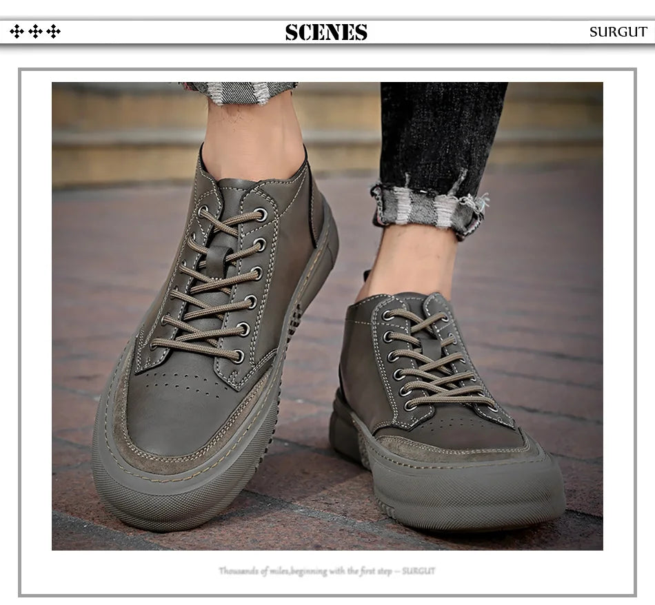 SURGUT Autumn Winter New Luxury Men's Leather Shoes Comfortable Oxford Fashion Walking Shoes Non-slip Rubber Sole Man Shoes