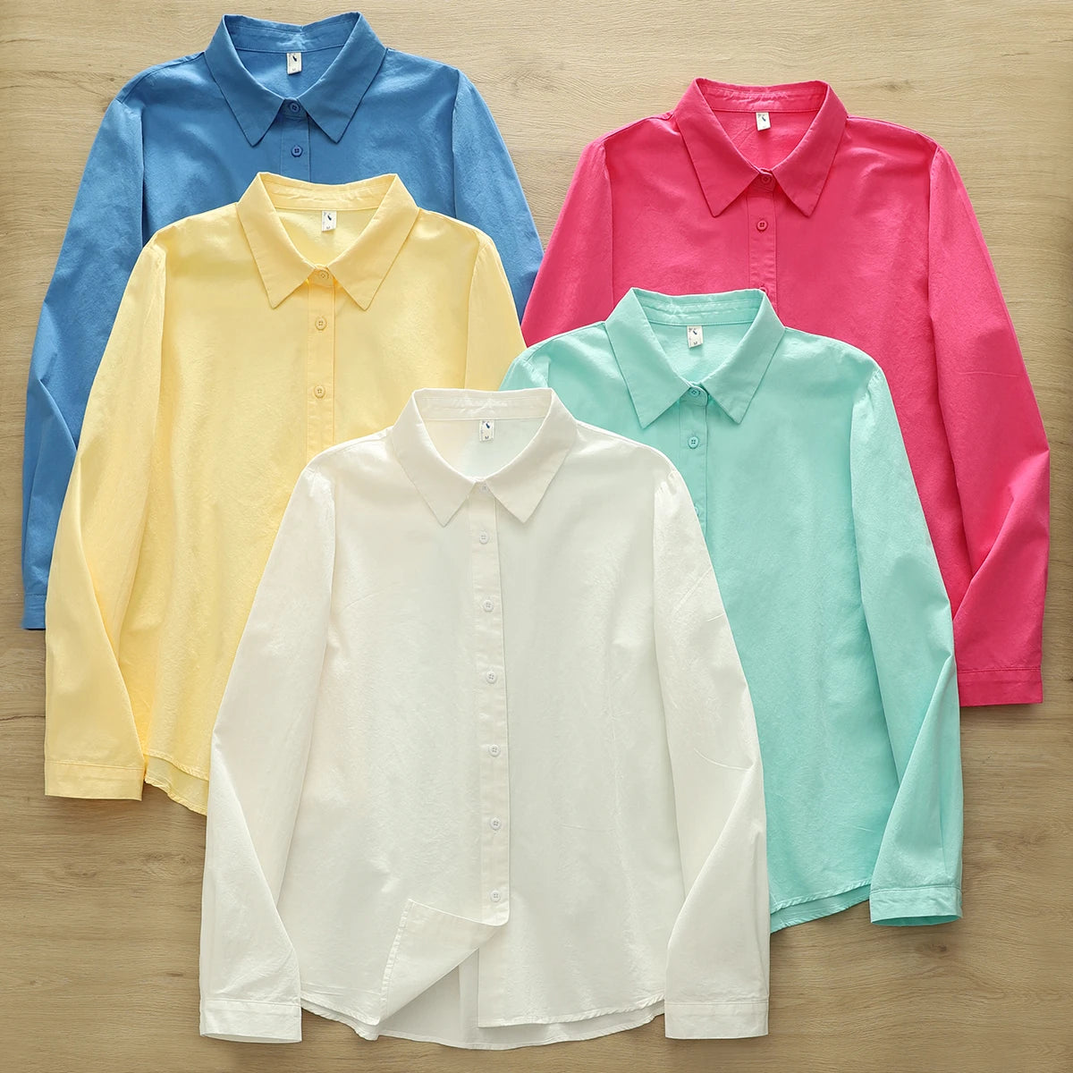 Simple Fine Cotton Casual Shirts Women 2025 New Fresh Lady Solid Color Loose Blouses and Tops Ladies Long Sleeve Shirt Clothing