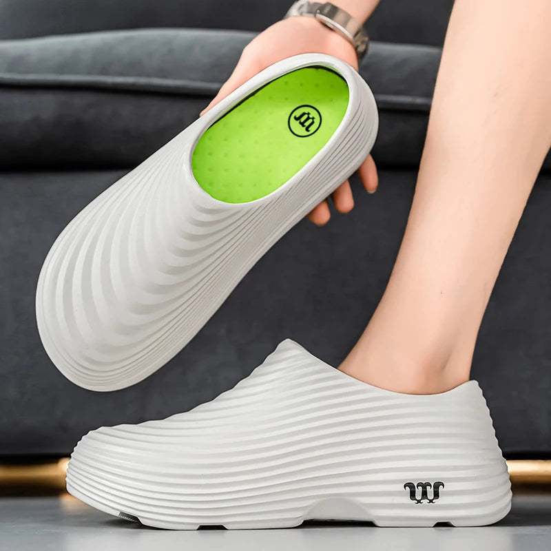 Waterproof Rubber Sandals Soft Comfort Kitchen Chef Shoes for Men Summer Beach Shoes Yacht Outdoor Casual Camping River Creek