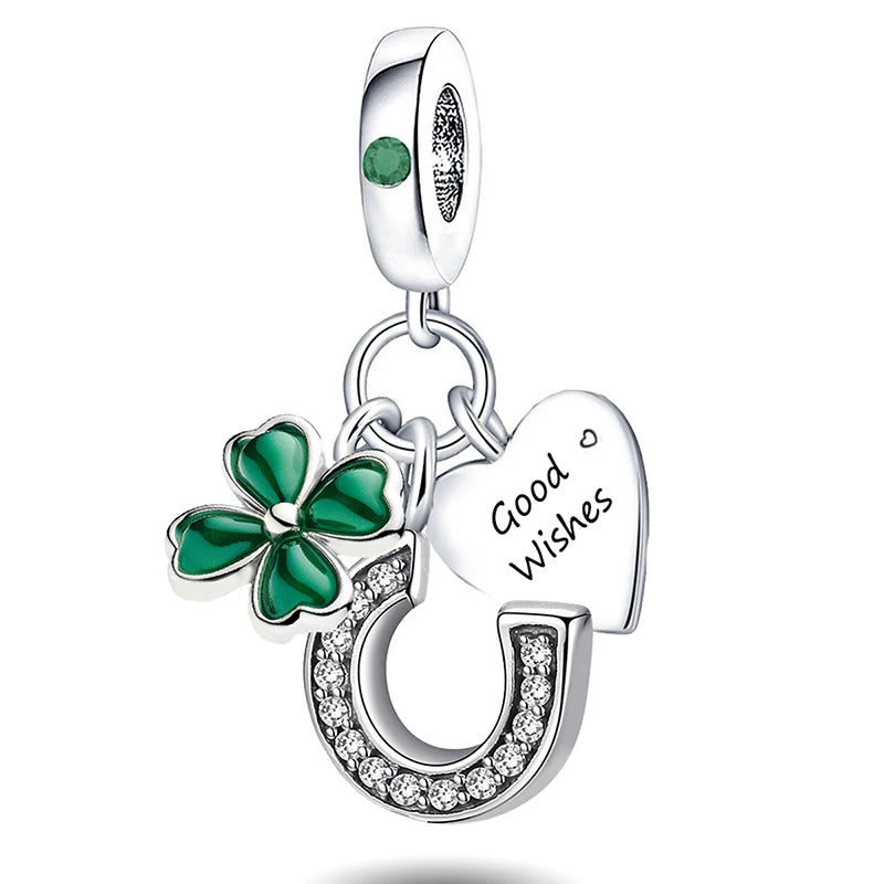Fit Pan 925 Original Bracelets Love Heart Flower Four Leaf Clover Turtle 925 Silver Charms Beads DIY Birthday Jewelry Gift