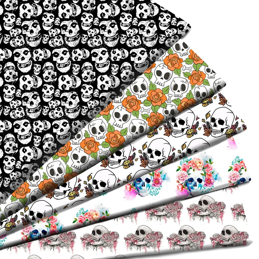 Halloween Skull Bone Skeleton Printed Polyester Pure Cotton Material Patchwork Tissue Sewing Quilting Fabrics Needlework DIY