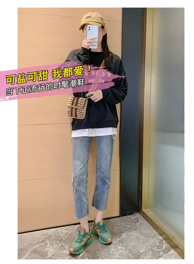 Comfort Women's Sneakers Fashion Womens Thick-soled Boots Breath Women Casual Shoes Wear-resistant Non-slip Womens Running Shoes