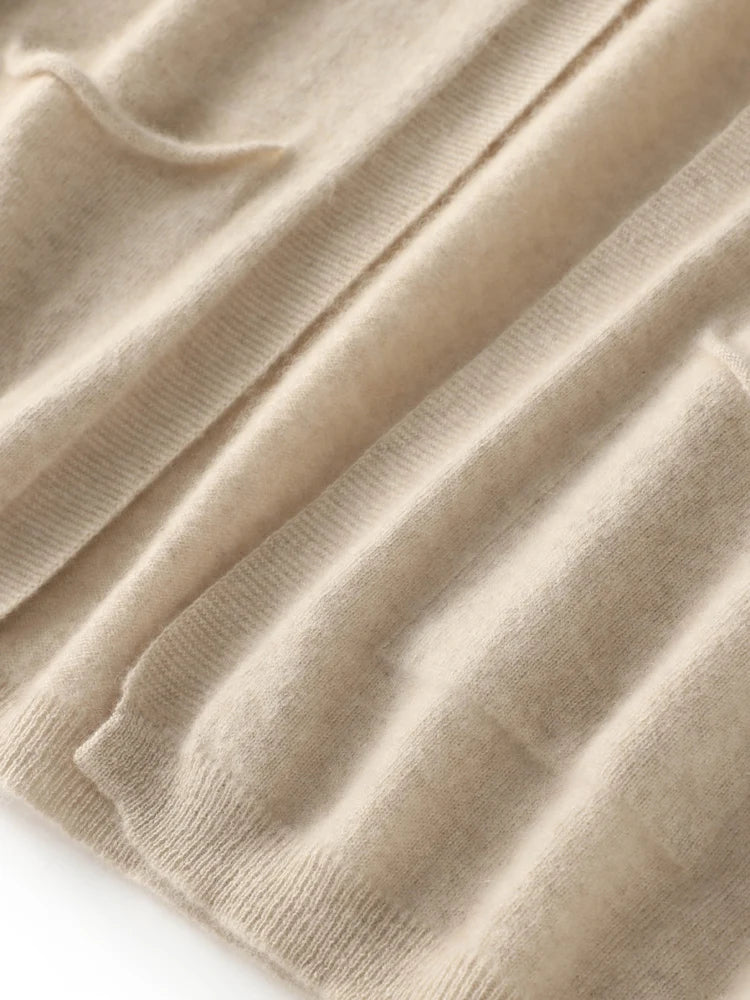 Autumn Winter 100% Pure Wool Women Cardigan High Quality Cashmere Jacket Casual Sweater Street Wear Warm Overcoat Female Kore