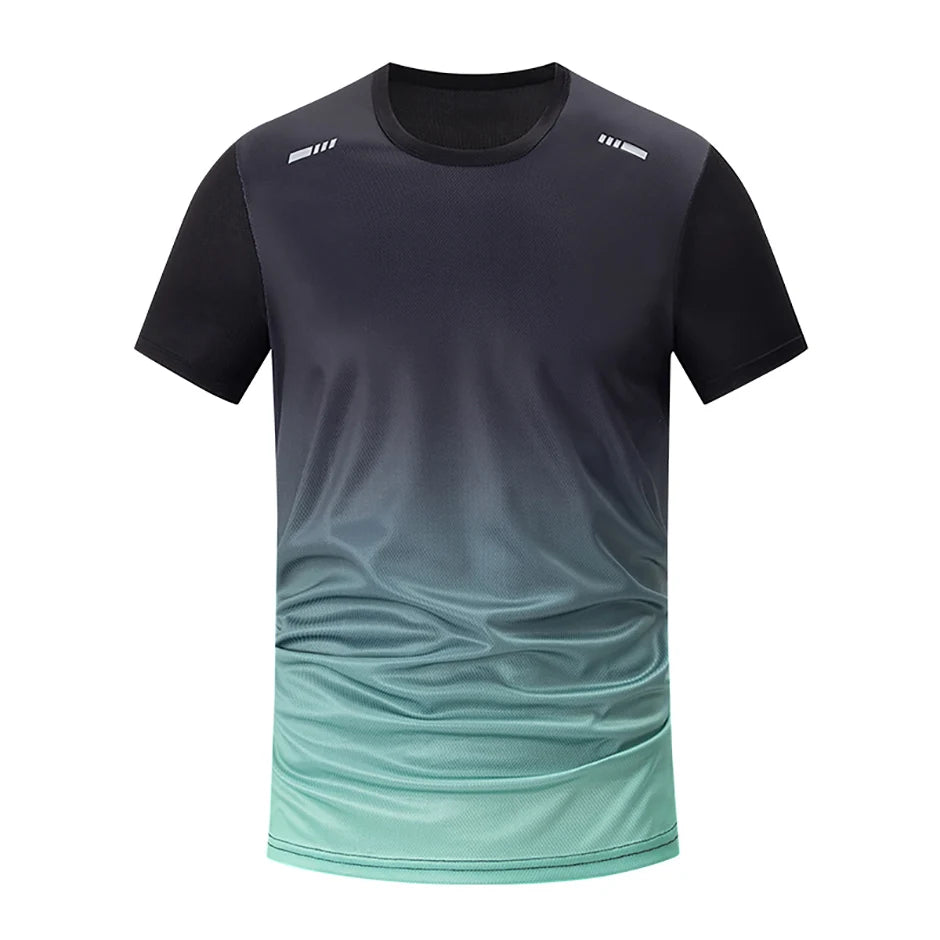 1/2/4/6-piece Men's Seasonal Sports Style Gradient Quick Drying Multi-color Short Sleeved Top Casual Running Black Shorts Set