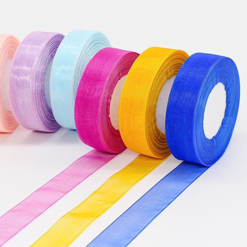 50 Yards Sheer Chiffon Ribbon Organza Lace Ribbons For DIY Crafts Christmas Halloween Wedding Decoration Gift Wrapping Fabric