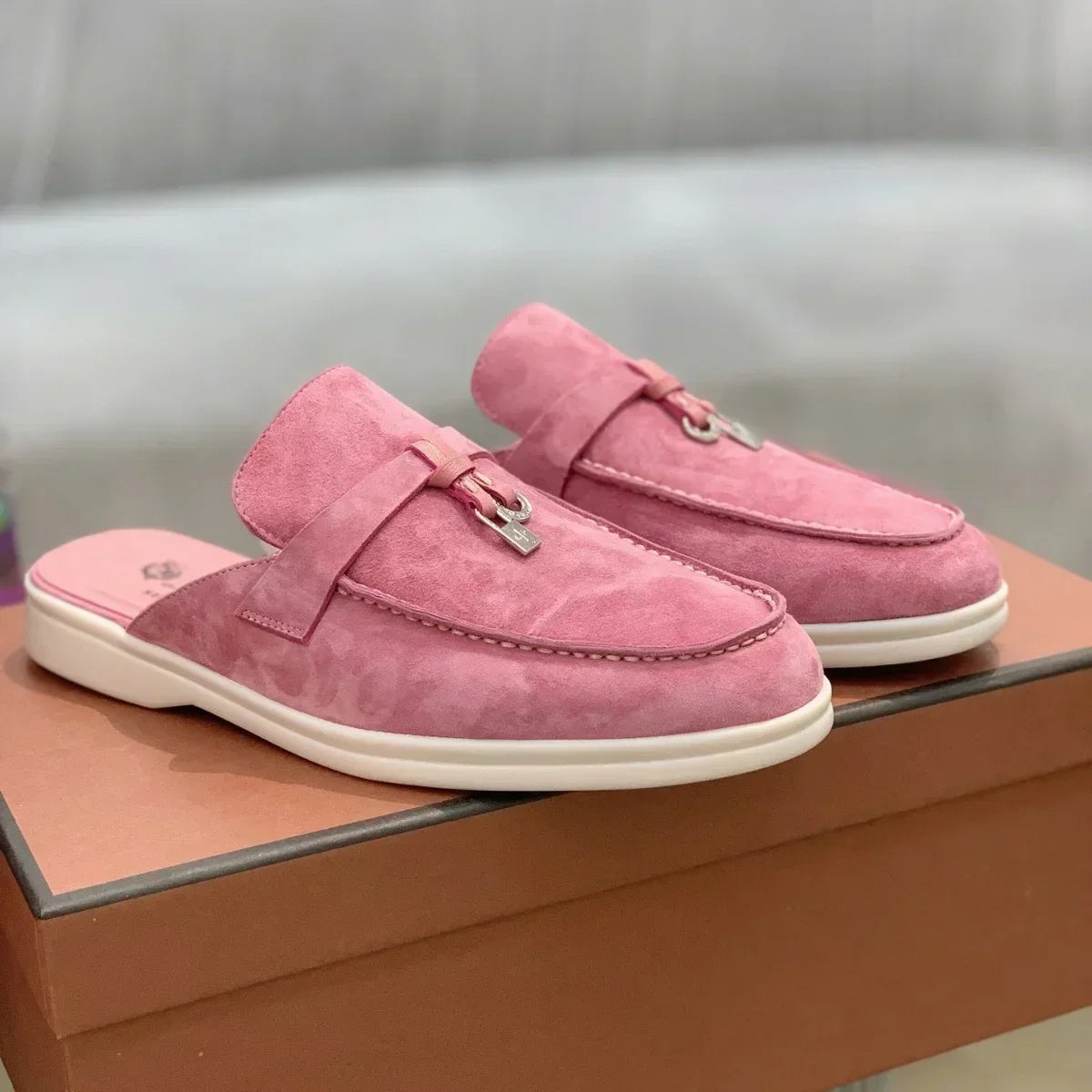 Suede leather women's loafers luxury casual women's shoes comfort shoes Mary Jane shoes rubber soles women's flat loafers