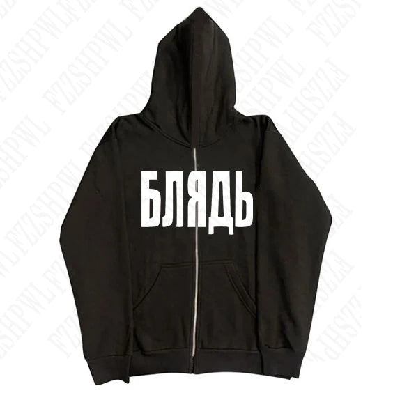 American retro fashion high street y2k harajuku diablo goth punk wind letter printing hooded fleece sets of 2025 new clothes emo