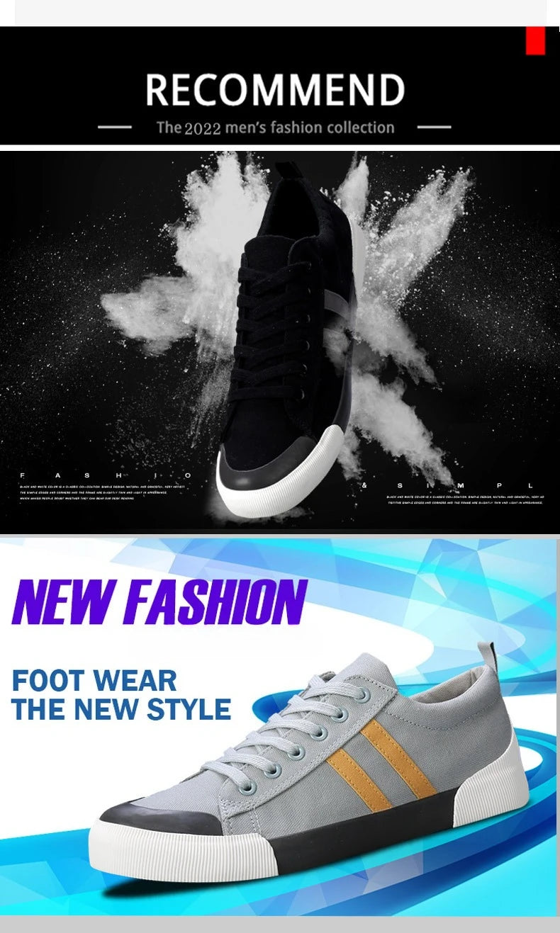 2025 Men's Shoes Breathable Men's Canvas Shoes Fashion Versatile Lace Up Skateboarding Shoe for Men Lightweight Casual Sneakers