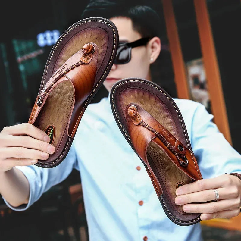Men Handmade Braided Rope Flip-flops Mixed Colors Low Gang Summer Casual Outdoor Breathable Beach Shoes Non-slip Oxfords Slides