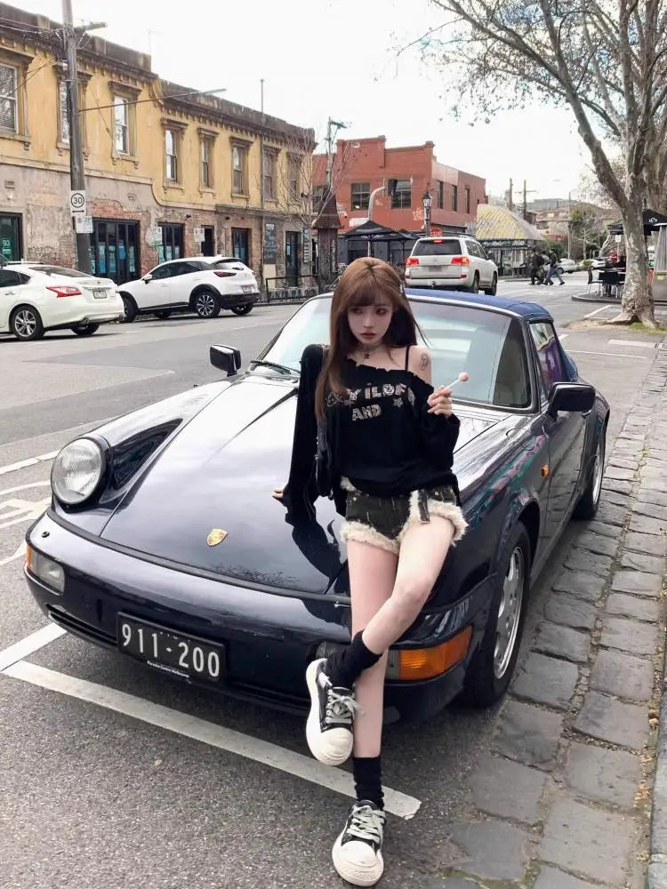 Hotsweet Graphic T Shirts Woman Clothes Long Sleeve Japanese 2000s Clothes Y2k Spring Tops Tees Female Clothing T-shirt Kawaii