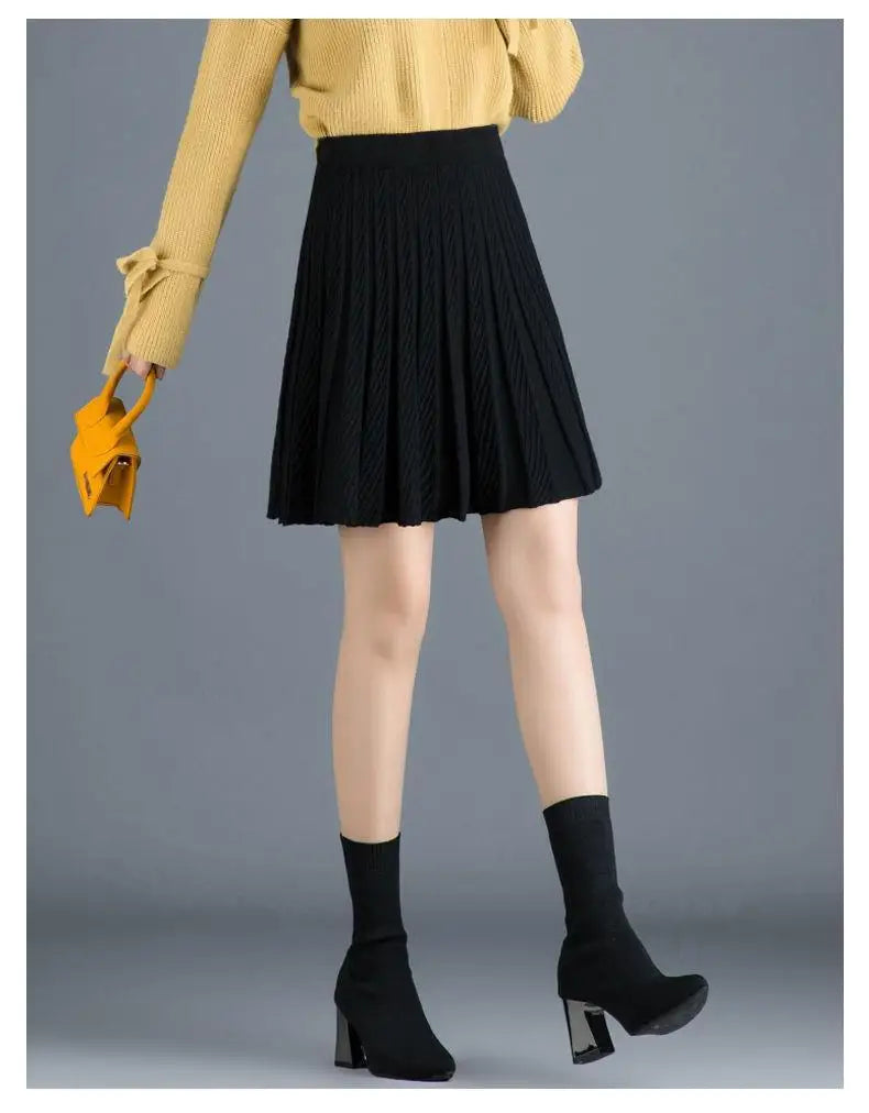 Spring Fashion Korean New Student A-line Half Skirt Women Solid Elastic High Waist Shirring Design Versatile Pleated Half Skirts