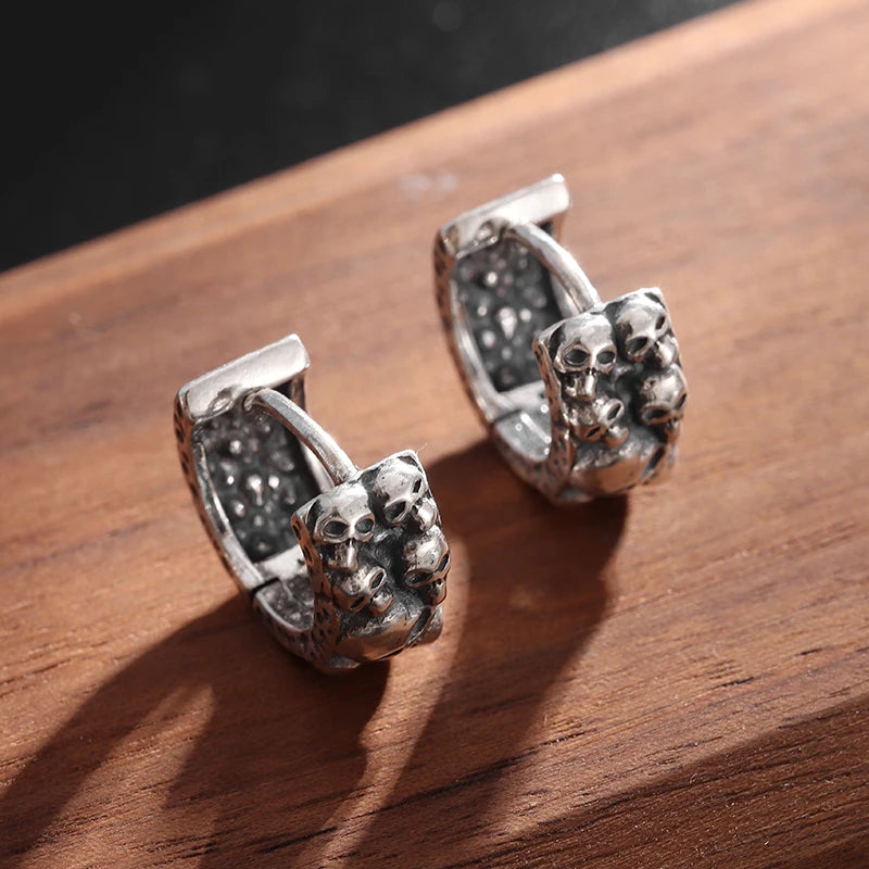 Retro Gothic Skull Earrings Hypoallergenic Earrings for Men and Women Punk Hip Hop Halloween Jewelry Gifts
